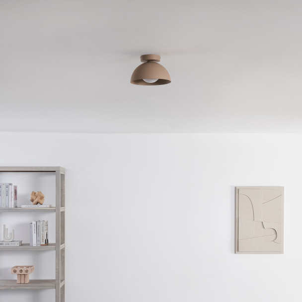 Wandlamp of spot van beige metaal en wit glas...
