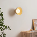 Wandlamp of spot van beige metaal en wit glas 20 cm - Senka