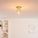 Kleine design plafondlamp van kleurverloopglas en goudkleurig metaal - Elyora