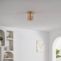 Kleine design plafondlamp van kleurverloopglas en goudkleurig metaal - Elyora