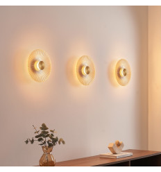Gouden design LED wandlamp met geplooide schijf 28 cm -... 2