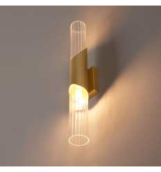 Lange moderne wandlamp lichtgoud met dubbel glas 51 cm -...