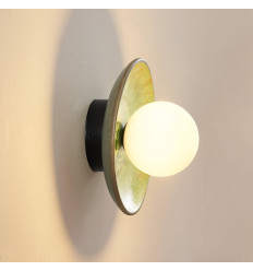 Wandlamp met zeegroen geglazuurd keramiek en witte bol -... 2
