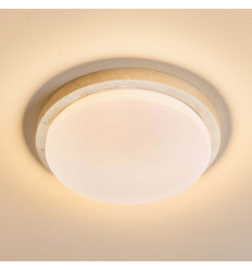 Witte plafondlamp 30 cm natuurlijk travertin LED 10 W -...
