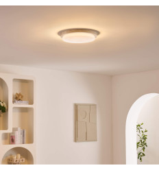 Witte plafondlamp 30 cm natuurlijk travertin LED 10 W -... 2