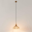 Vintage hanglamp met geribbeld amberkleurig glas - Ysolde