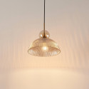 Vintage hanglamp met geribbeld amberkleurig glas - Ysolde