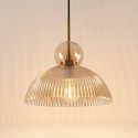 Vintage hanglamp met geribbeld amberkleurig glas - Ysolde
