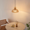 Vintage hanglamp met geribbeld amberkleurig glas - Ysolde