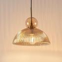 Vintage hanglamp met geribbeld amberkleurig glas - Ysolde