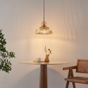 Vintage hanglamp met geribbeld amberkleurig glas - Ysolde