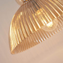 Vintage hanglamp met geribbeld amberkleurig glas - Ysolde