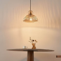 Vintage hanglamp met geribbeld amberkleurig glas - Ysolde