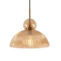 Vintage hanglamp met geribbeld amberkleurig glas - Ysolde