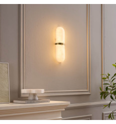 Ovale wandlamp met marmereffect en gouden ring 40 cm -...