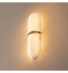 Ovale wandlamp met marmereffect en gouden ring 40 cm -... 2
