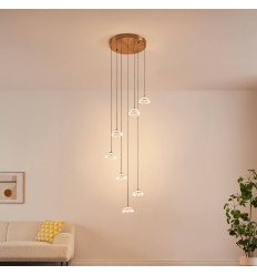 Lange florale cascade hanglamp van glas met dimbare LED 2...