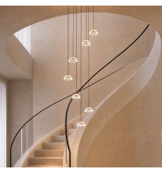 Lange florale cascade hanglamp van glas met dimbare LED 2... 2