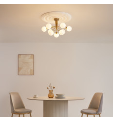 Elegante moderne messing kroonluchter met 9 witte bollen... 2