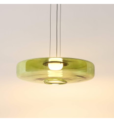 Moderne LED hanglamp met schijfvormig groen glas 45 cm -... 2