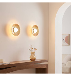 Ronde LED-designwandlamp van amberkleurig glas met witte... 2