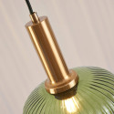 Groene vintage hanglamp van geribbeld glas en goud metaal - Ivy